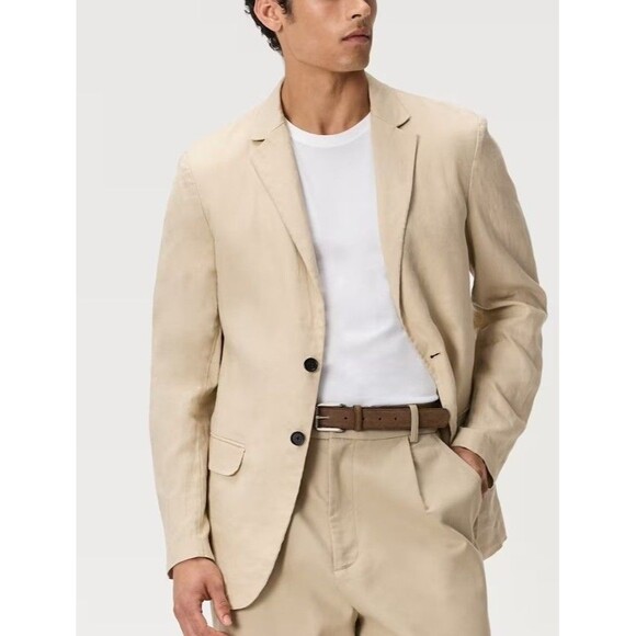 Quince Mens 100% European Linen Blazer XL New Beige Neutral Breathable Casual - Picture 1 of 13